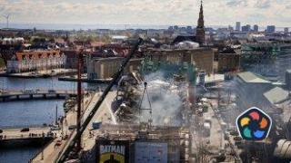Продължава борбата с пожара в старата фондова борса в Копенхаген